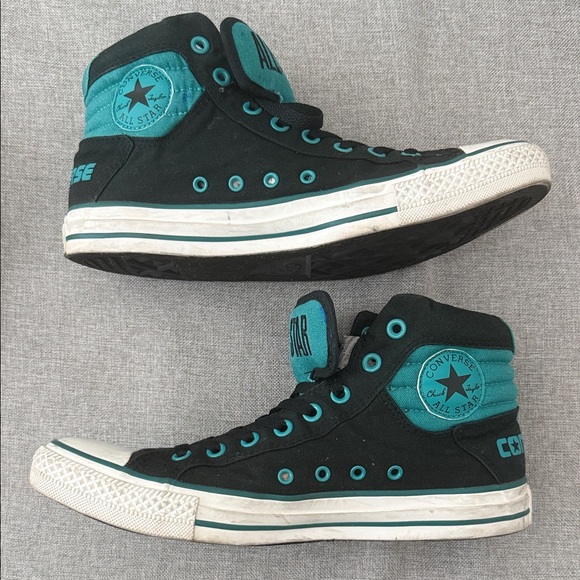 Converse Black and Teal High-Tops - Picture 3 of 12